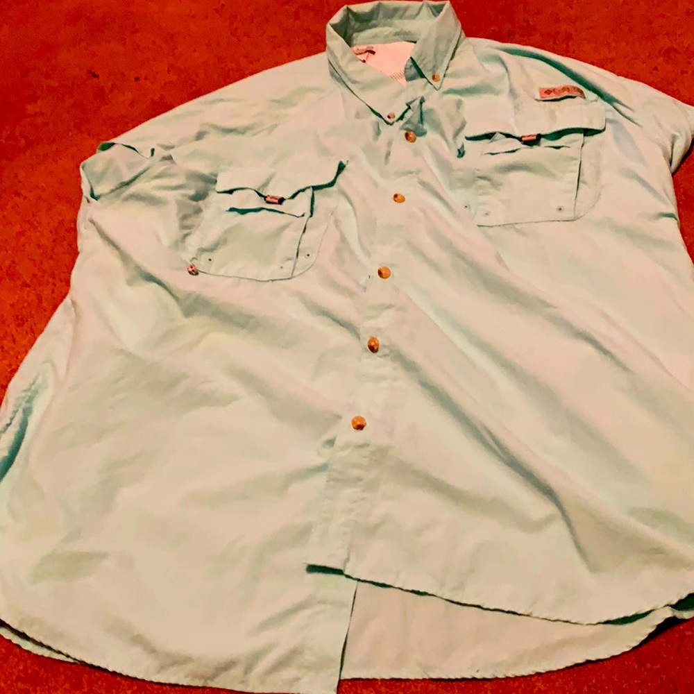 Mint Green Columbia PFG fishing shirt